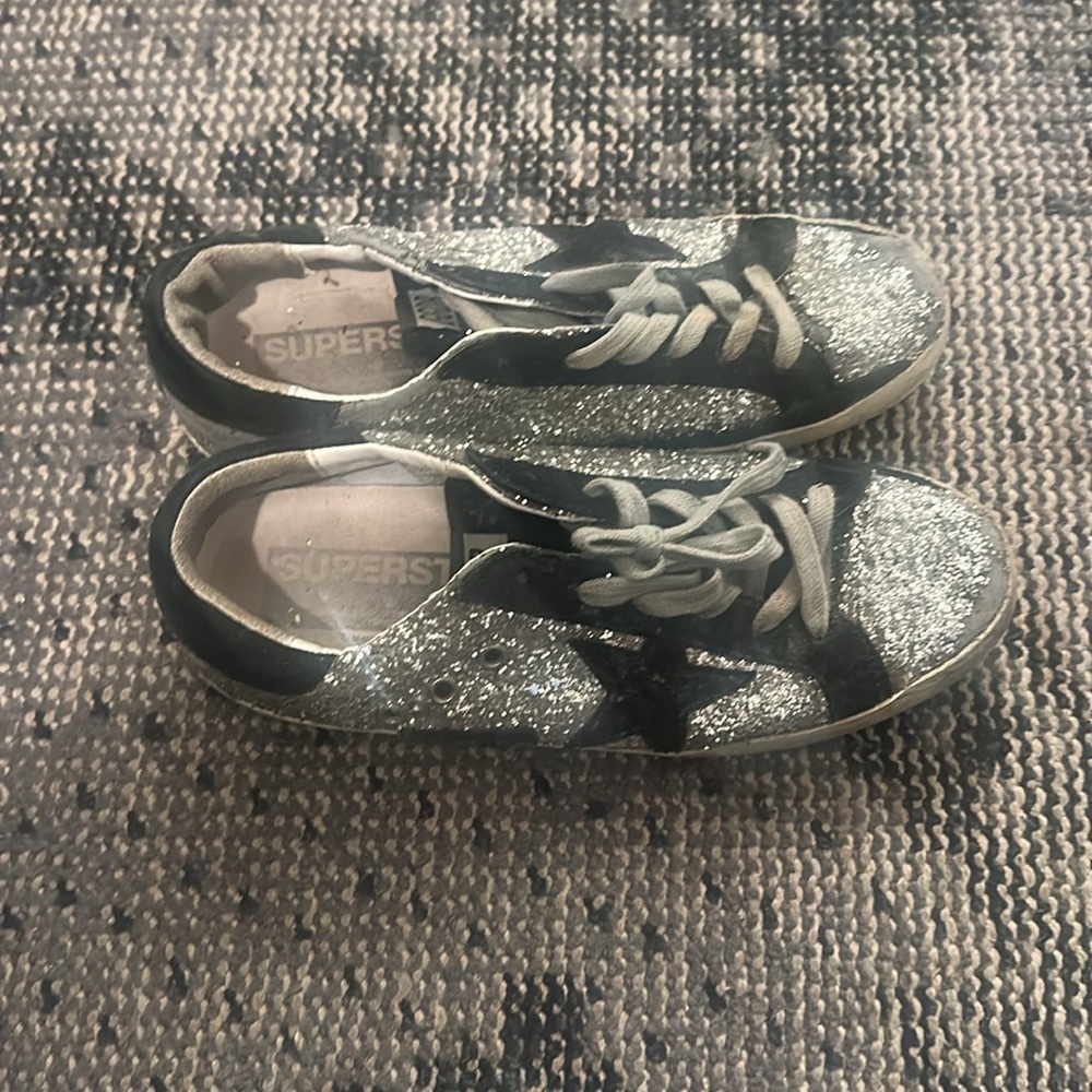 Golden Goose Superstar crystal Glitter Sneakers - Black and Silver size 40